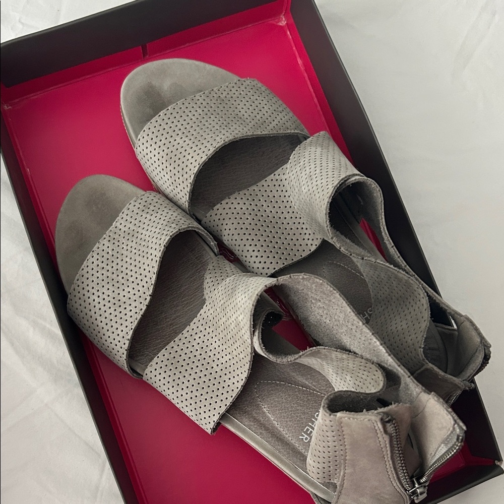 Eileen Fisher Gray Perforated Sandals